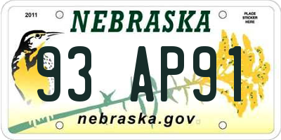 NE license plate 93AP91