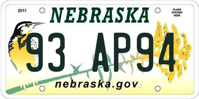 NE license plate 93AP94
