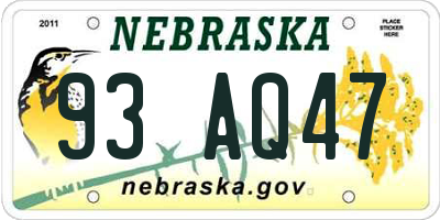 NE license plate 93AQ47