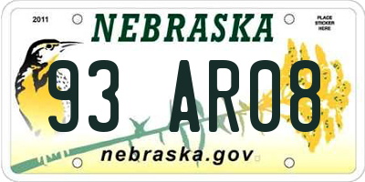NE license plate 93AR08