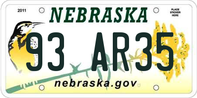 NE license plate 93AR35