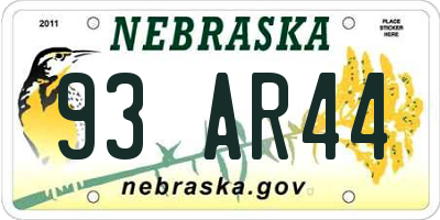 NE license plate 93AR44