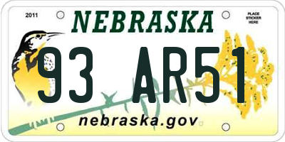 NE license plate 93AR51