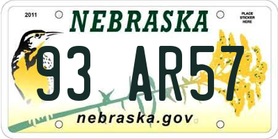 NE license plate 93AR57