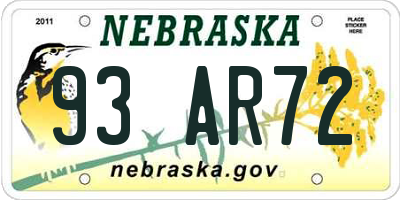 NE license plate 93AR72