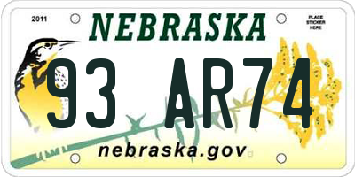 NE license plate 93AR74
