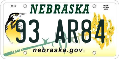 NE license plate 93AR84
