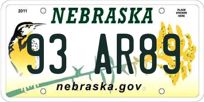 NE license plate 93AR89