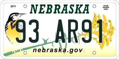 NE license plate 93AR91