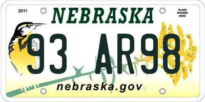NE license plate 93AR98