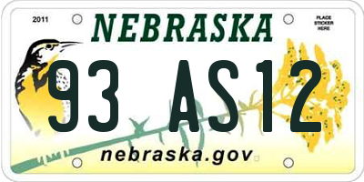 NE license plate 93AS12