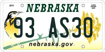 NE license plate 93AS30