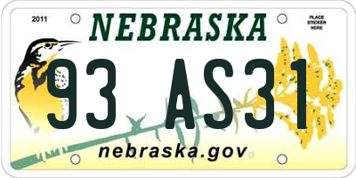 NE license plate 93AS31