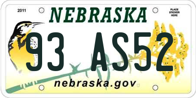 NE license plate 93AS52