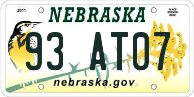 NE license plate 93AT07