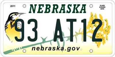 NE license plate 93AT12