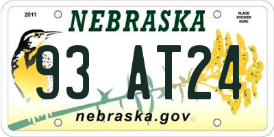 NE license plate 93AT24