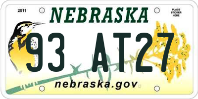 NE license plate 93AT27