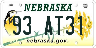 NE license plate 93AT31