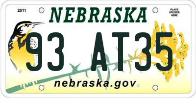 NE license plate 93AT35