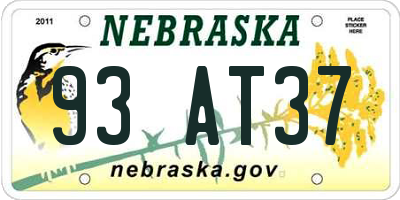 NE license plate 93AT37
