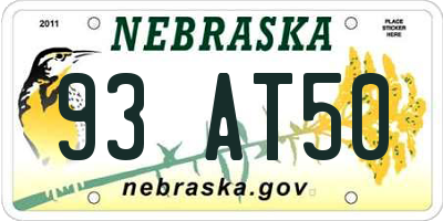 NE license plate 93AT50