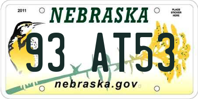 NE license plate 93AT53