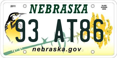NE license plate 93AT86