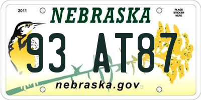 NE license plate 93AT87