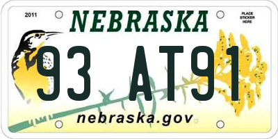 NE license plate 93AT91