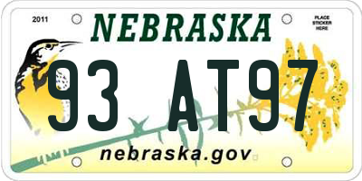 NE license plate 93AT97