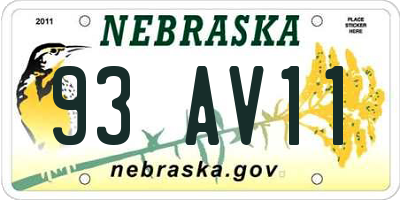 NE license plate 93AV11