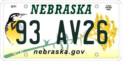 NE license plate 93AV26