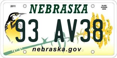 NE license plate 93AV38