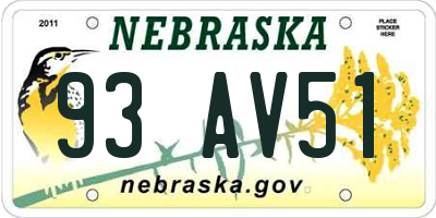NE license plate 93AV51