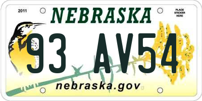 NE license plate 93AV54