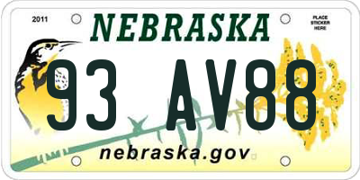 NE license plate 93AV88