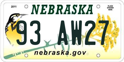 NE license plate 93AW27