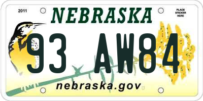 NE license plate 93AW84