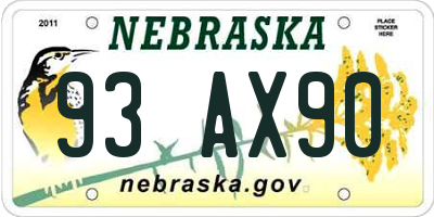 NE license plate 93AX90