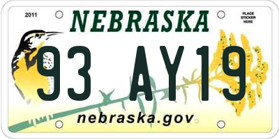 NE license plate 93AY19