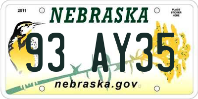 NE license plate 93AY35