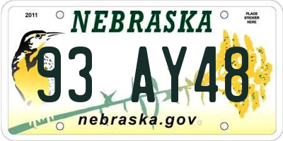 NE license plate 93AY48