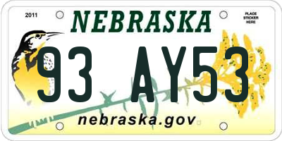 NE license plate 93AY53