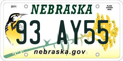 NE license plate 93AY55