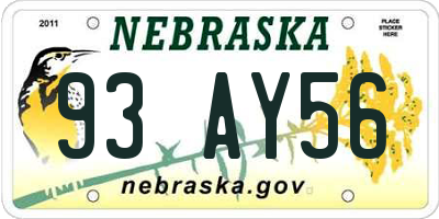 NE license plate 93AY56