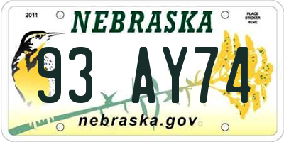 NE license plate 93AY74
