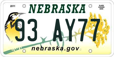 NE license plate 93AY77