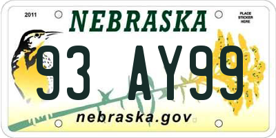 NE license plate 93AY99