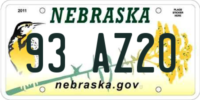 NE license plate 93AZ20